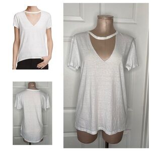 Pam & Gela White Cutout White T- Shirt Sz S